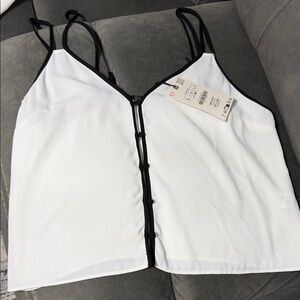 Zara White and Black Camisole Top